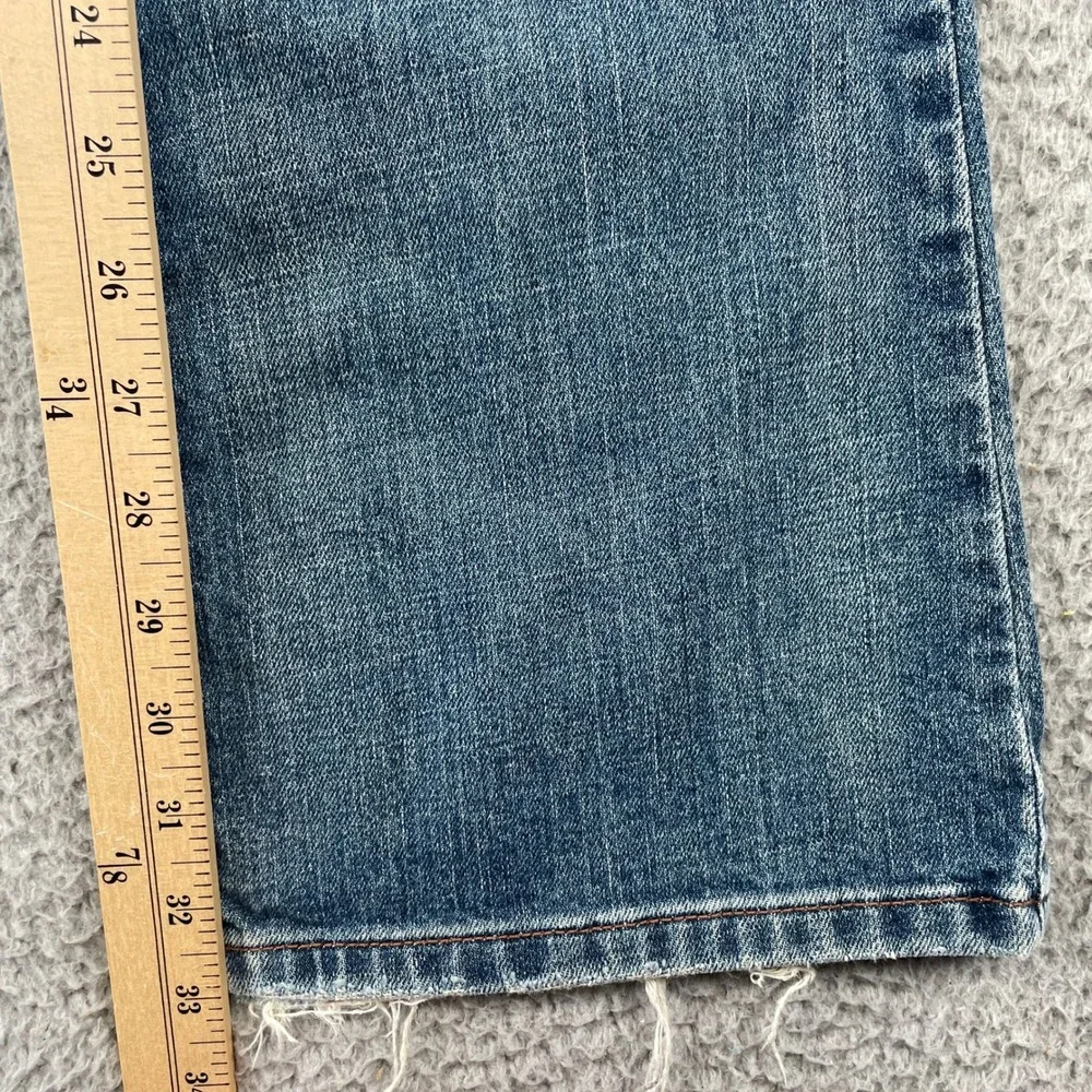 Abercrombie & Fitch Jeans Women 6L Blue Flare Stretch Low Rise Distressed Hem - Picture 6 of 7